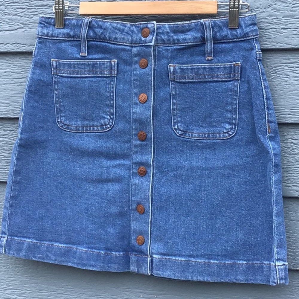 NWOT Madewell Button-Up Patch Pocket Denim Skirt - Picture 3 of 11
